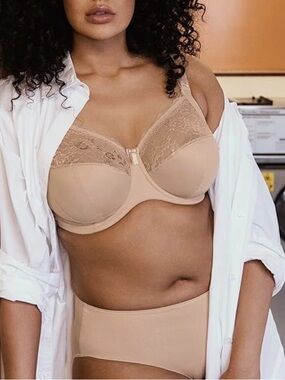 Elomi Nude Lace-Top Full Support Underwire  Bra size 40G-NWT